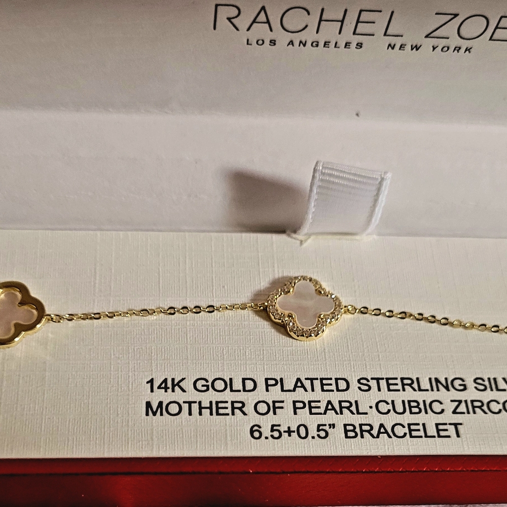 Rachel Zoe Gold-Plated Mother of Pearl Clover Bracelet - Picture 4 of 4